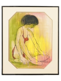 ALBERT PELS AMERICAN PORTRAIT MIXED MEDIA PAINTING