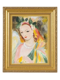 FRENCH MIXED MEDIA PAINTING SIGNED MARIE LAURENCIN
