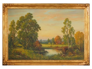 ANTIQUE AMERICAN SCHOOL OIL PAINTING BY S GILBERT