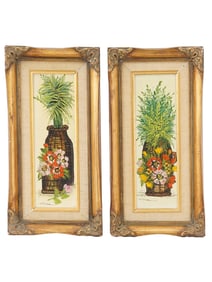 PAIR OF VINTAGE OIL STILL LIFE PAINTINGS BY CORA