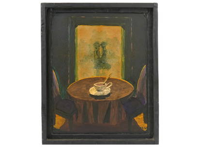 ATTR TO ANNA GRYCZKO POLISH STILL LIFE OIL PAINTING: Attributed to Anna Gryczko, Polish, born 1979, an oil painting on masonite board depicting an interior still life. Signed lower right. Framed. Anna Gryczko is a Contemporary Polish painter, known for