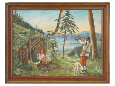 UKRAINIAN RURAL LANDSCAPE SCENE OIL PAINTING SIGNED