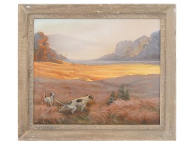 MODERNIST HUNTING SCENE OIL PAINTING SIGNED BY ARTIST