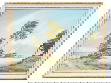 VINTAGE AMERICAN FLORIDA SCHOOL OIL LANDSCAPE PAINTING