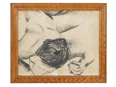 MODERNIST NUDE PORTRAIT PASTEL SKETCH PAINTING