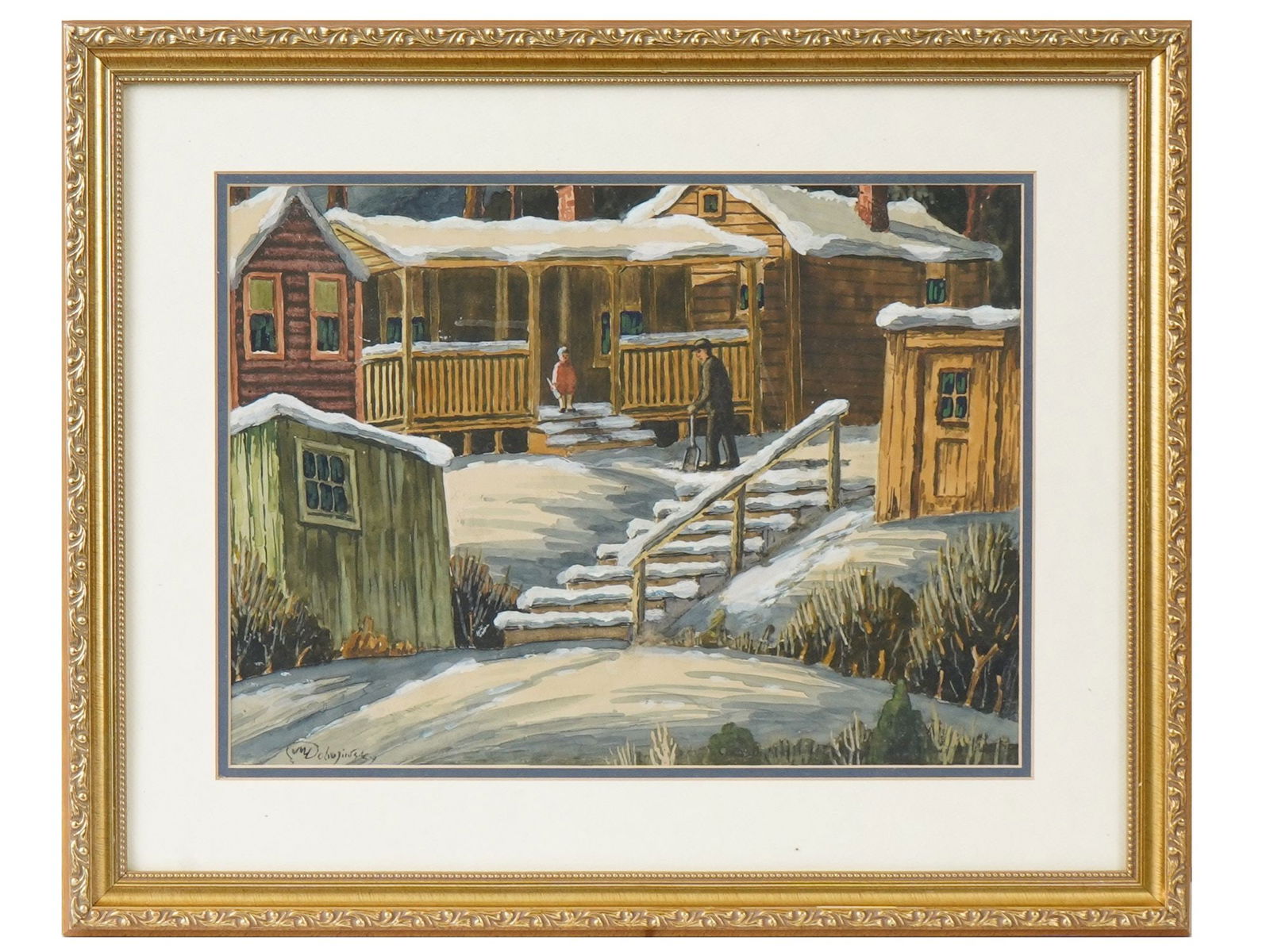 AFTER MSTISLAV DOBUZHINSKY MIXED MEDIA PAINTING (1 of 4)