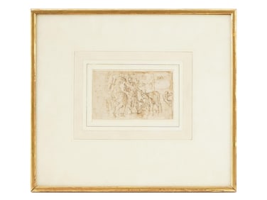 ANTIQUE EUROPEAN OLD MASTER INK ON PAPER PAINTING
