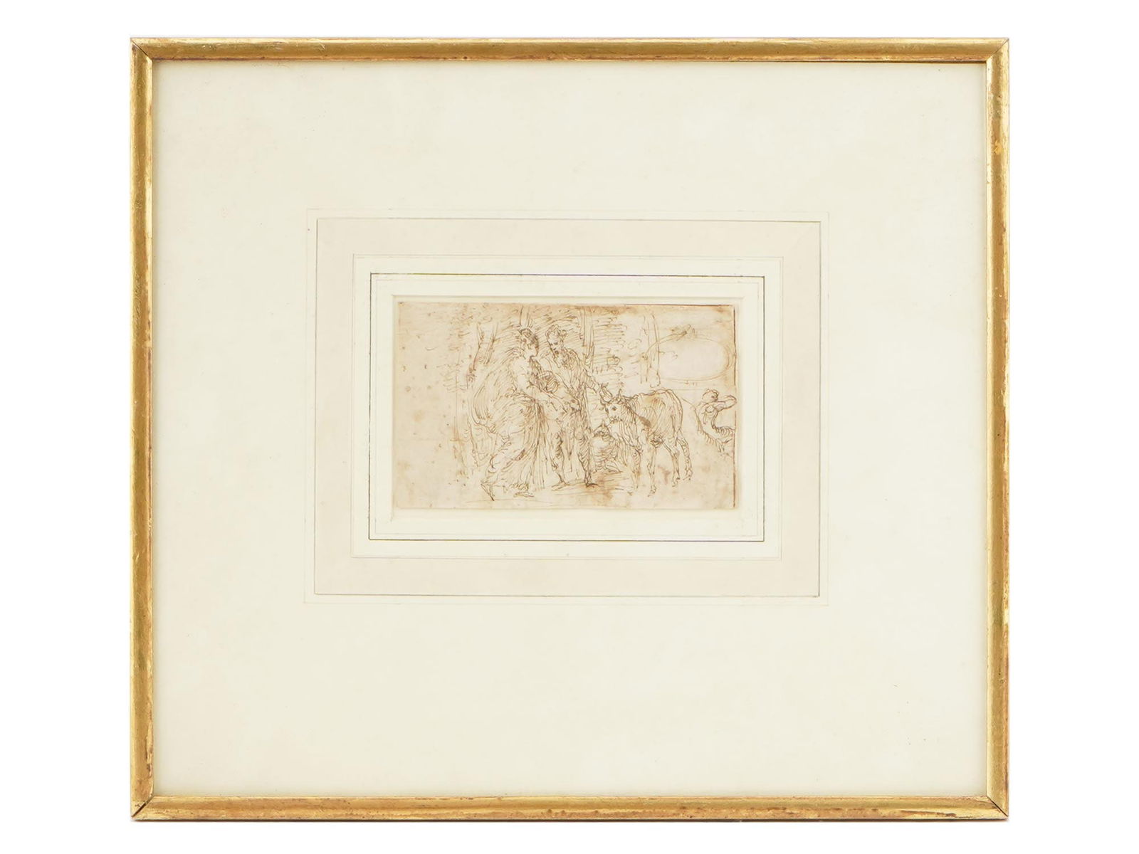 ANTIQUE EUROPEAN OLD MASTER INK ON PAPER PAINTING (1 of 3)