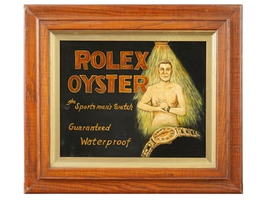 ROLEX MENS WATCH ADVERTISEMENT OIL PAINTING FRAMED