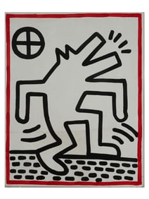 AFTER KEITH HARING AMERICAN ACRYLIC ON CANVAS PAINTING