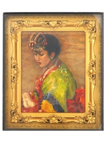 ATTR FERNANDO AMORSOLO FILIPINO PORTRAIT PAINTING