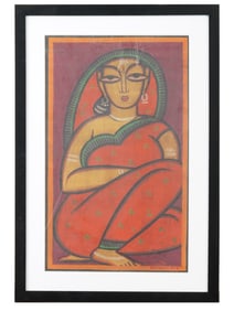 INDIAN TEMPERA ON PAPER PAINTING AFTER JAMINI ROY