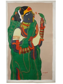 MANNER OF THOTA VAIKUNTAM INDIAN OIL PAINTING W COA