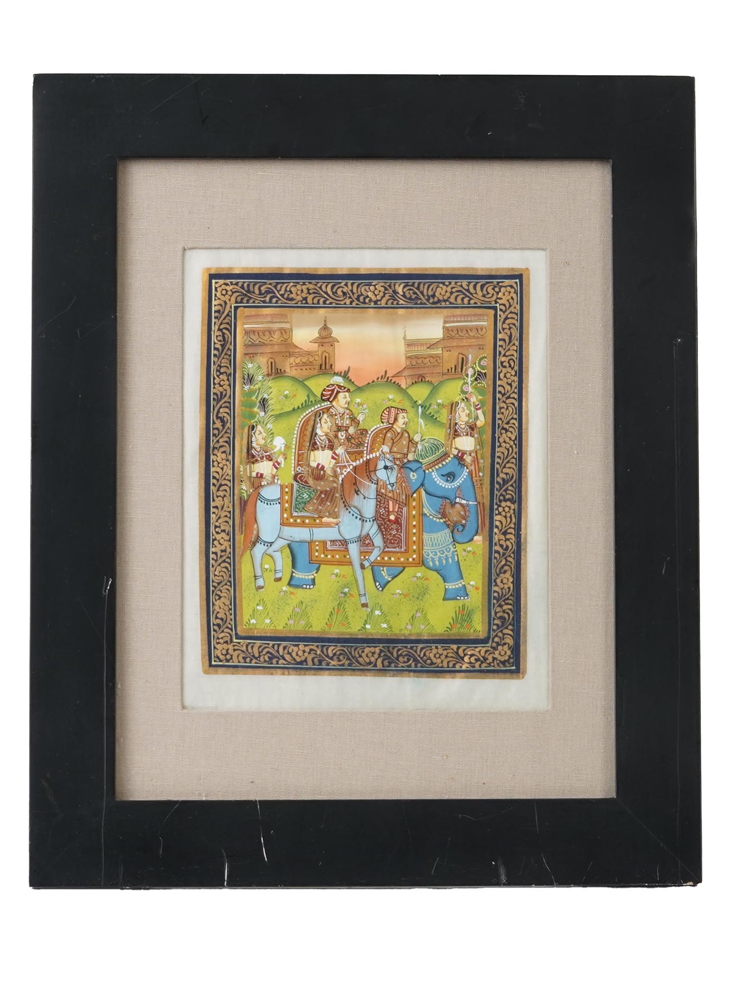 INDIAN MUGHAL MANNER MIXED MEDIA MINIATURE PAINTING (1 of 3)