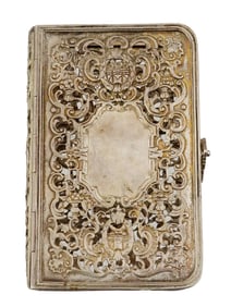 ANTIQUE 19TH C EUROPEAN SILVER PRAYER BOOK COVER
