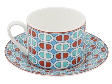 FRENCH HERMES COFFEE CUP AND SAUCER TIE SET COLLECTION