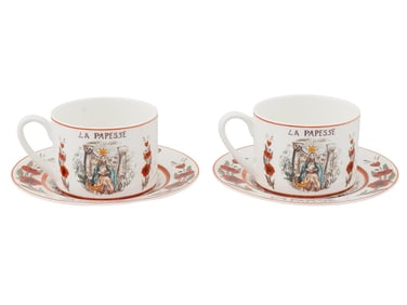 CHRISTIAN DIOR TAROT COLLECTION PORCELAIN CUPS SAUCERS