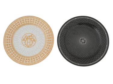 PAIR OF HERMES MOSAIQUE 24 AND H DECO PLATES