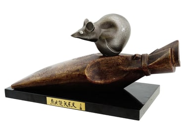VINTAGE JAPANESE DAIKOKUS MOUSE BRONZE SCULPTURE