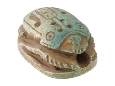 ANCIENT EGYPTIAN LIMESTONE SCARAB BEAD CA 663 TO 525 BC