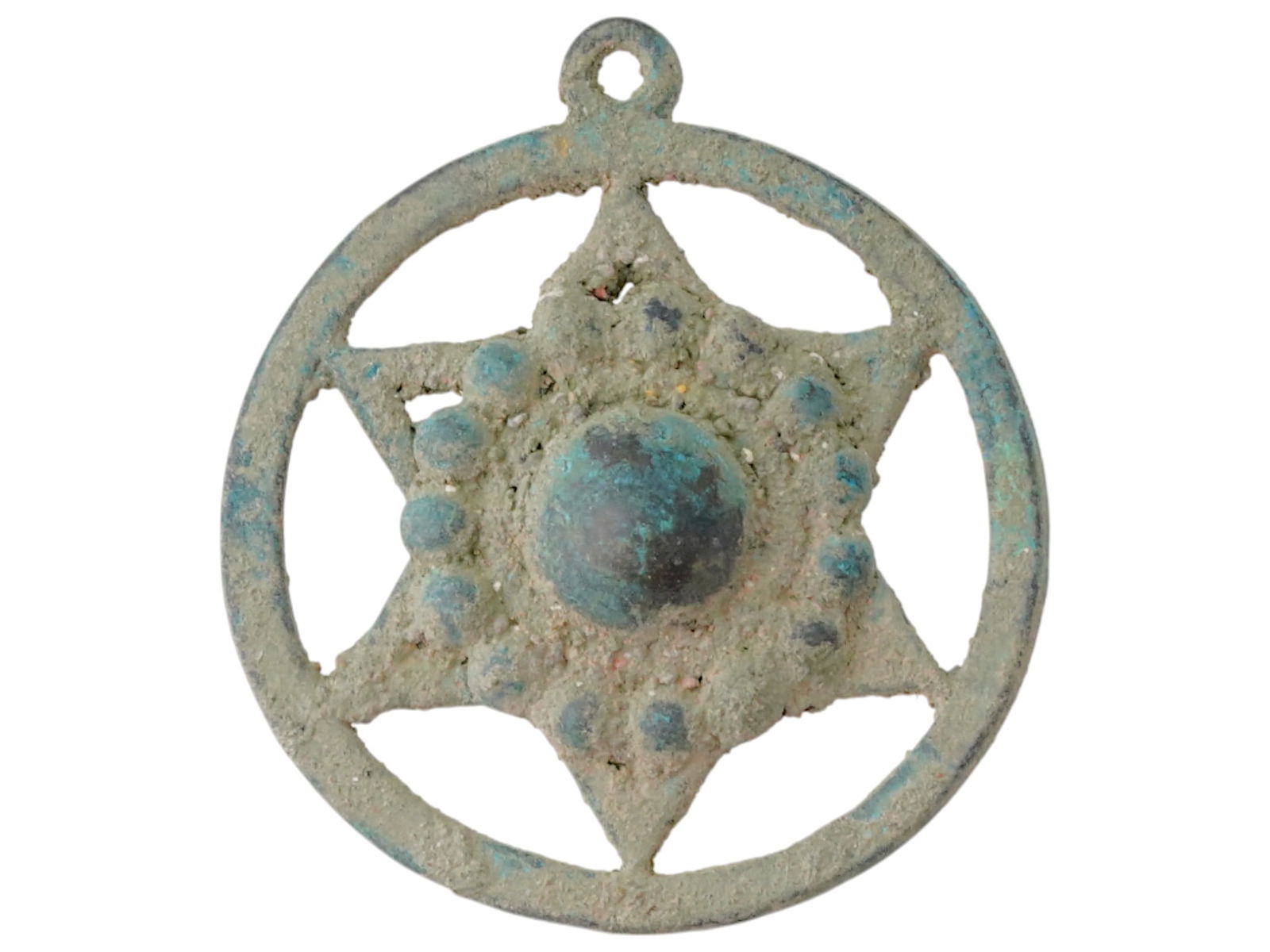 ANCIENT JUDAICA BRONZE PENDANT WITH THE STAR OF DAVID (1 of 4)