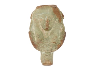 ANCIENT EGYPTIAN HATHOR GODDESS FAIENCE SISTRUM HANDEL