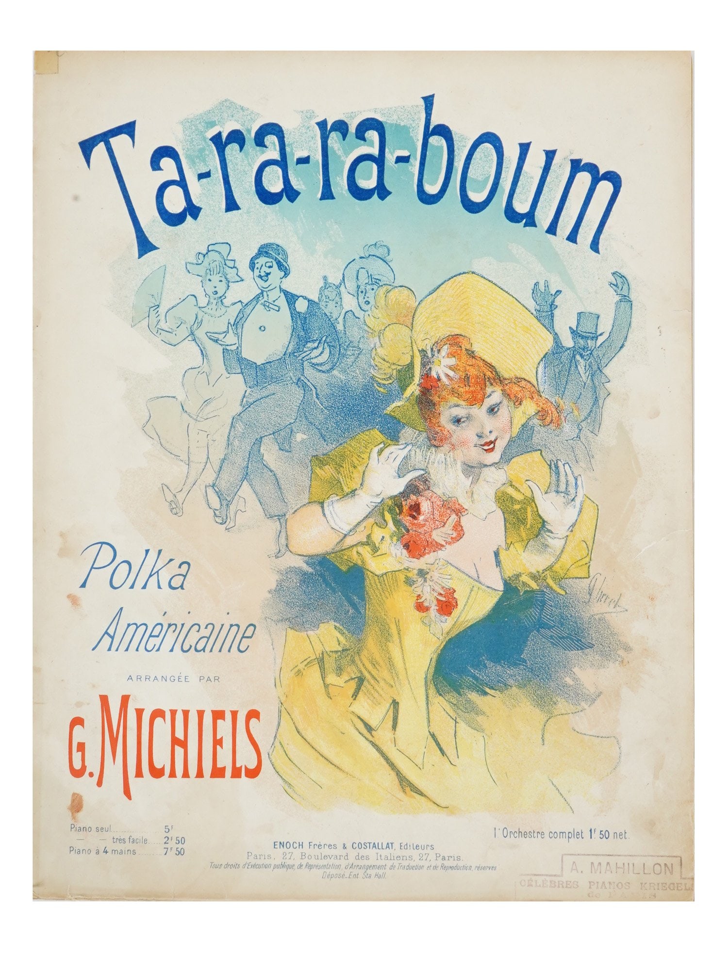 JULES CHERET ANTIQUE FRENCH SHEET MUSIC TA RA RA BOUM POLKA (1 of 4)