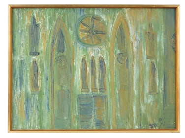 MID CENTURY OIL PAINTING ABSTRACT COMPOSITION