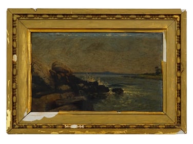 ANTIQUE AMERICAN SEASCAPE OIL PAINTING