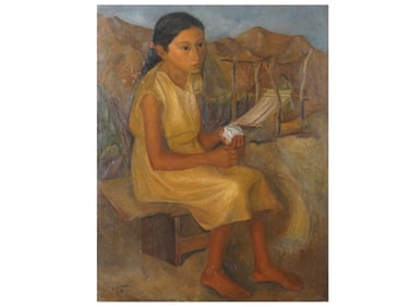 LUIS LUSNICH ARGENTINEAN PORTRAIT OIL PAINTING
