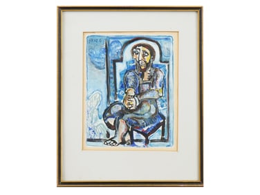 1969 JUDAICA GOUACHE PAINTING SIGNED BY ARTIST