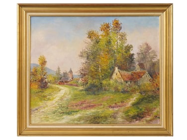 VINTAGE RURAL LANDSCAPE OIL PAINTING SIGNED NORY