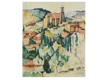 ATTR EDMUND F WARD AMERICAN TOWNSCAPE OIL PAINTING