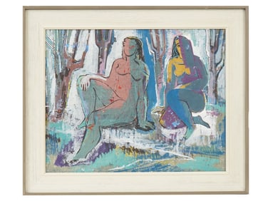 MIX MEDIA ON PAPER PAINTING ATTR TO GEORGE LANG