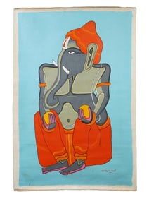 SIGNED THOTA VAIKUNTAM INDIAN ACRYLIC PAINTING W COA