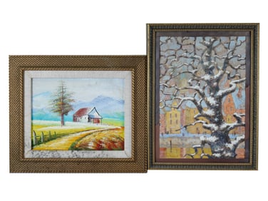 LOT OF TWO LANDSCAPE PAINTINGS ON BOARDS