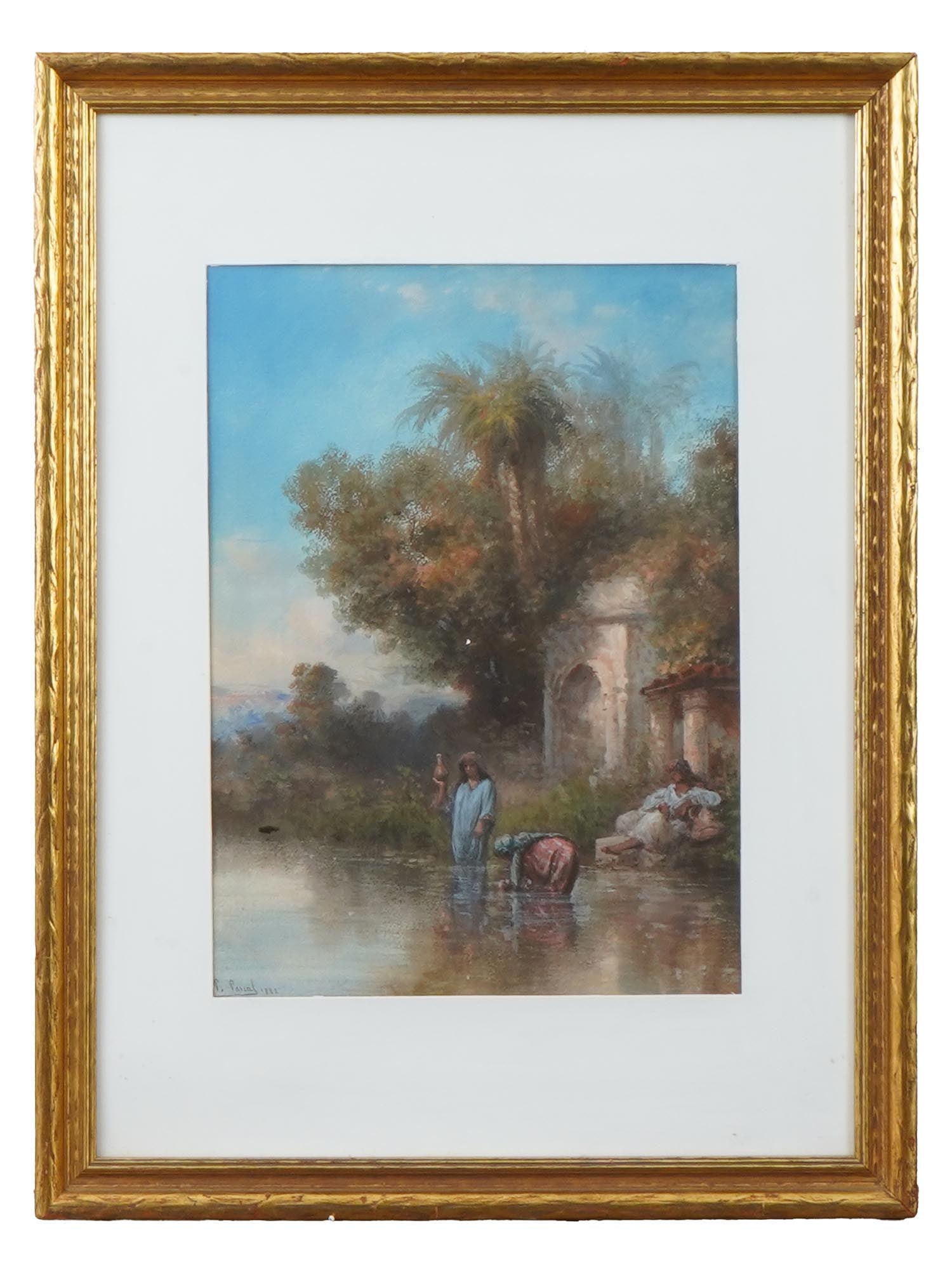 ATTR TO PAUL PASCAL FRENCH MIXED MEDIA PAINTING (1 of 4)