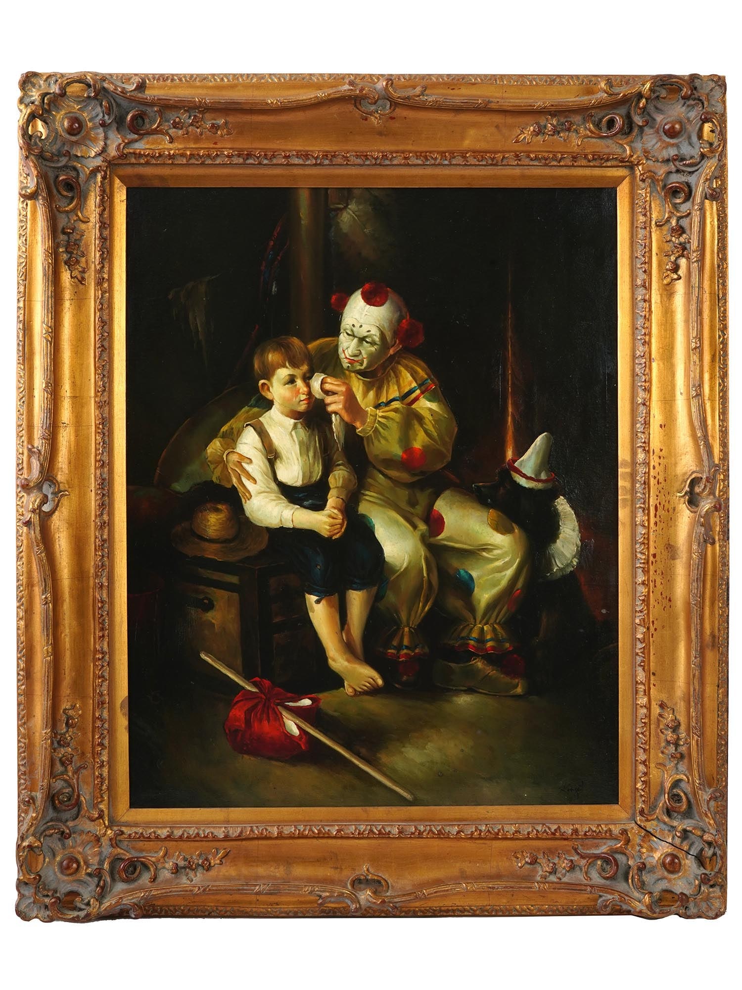 OIL PAINTING CLOWN AND BOY AFTER NORMAN ROCKWELL (1 of 5)
