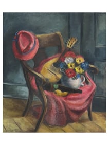 MARK GERTLER BRITISH PAINTING STILL LIFE WITH A RED HAT