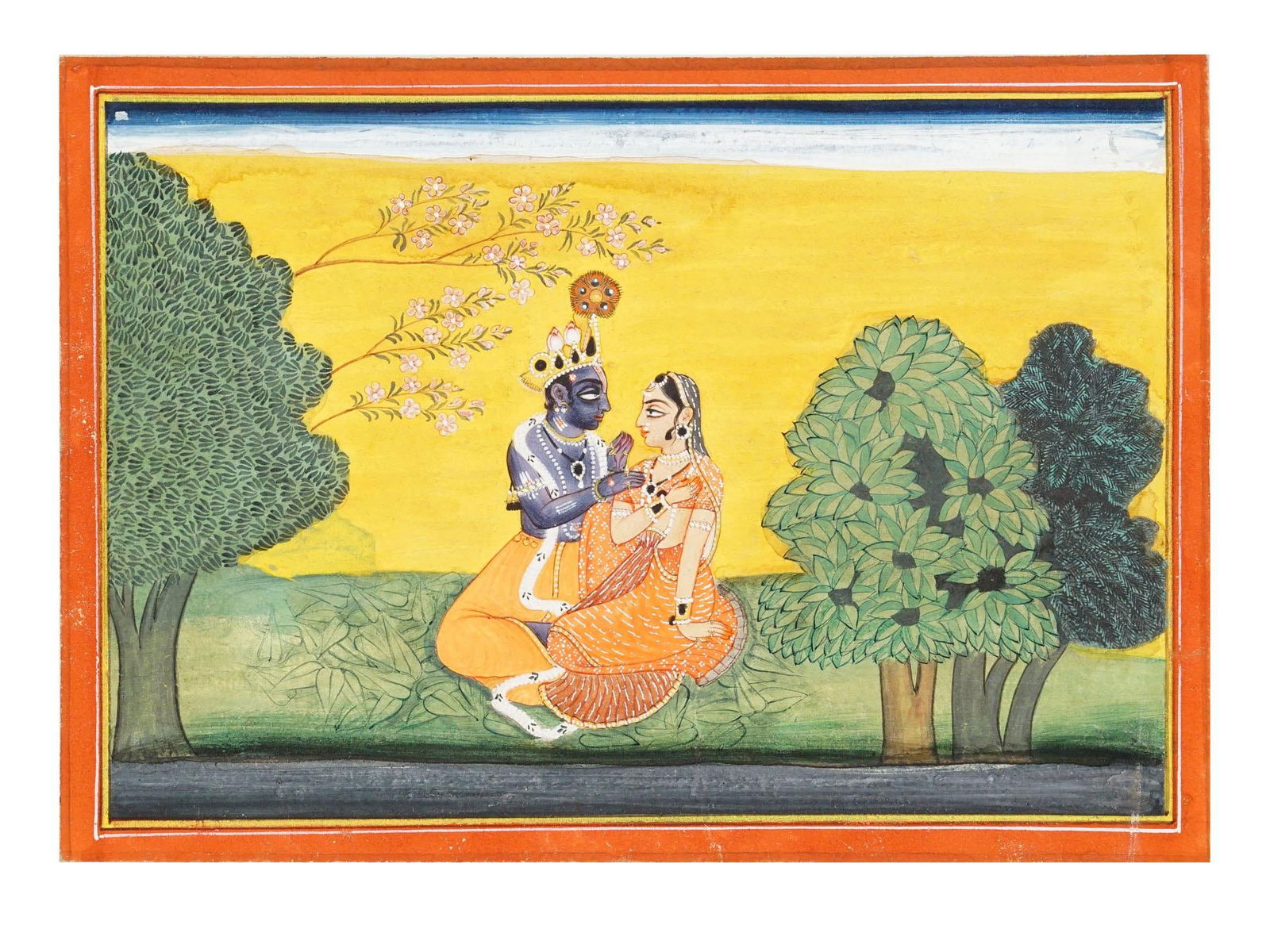 INDIAN BASOHLI PAHARI SCHOOL MINIATURE PAINTING (1 of 3)