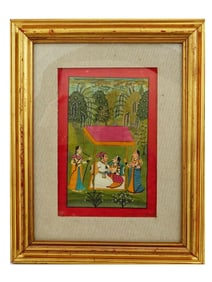 ANTIQUE INDIAN MUGHAL GOUACHE MINIATURE PAINTING