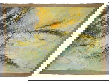 ABSTRACT MIXED MEDIA PAINTING SIGNED ZAO WOU KI
