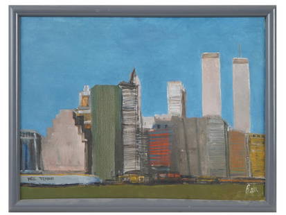 PAINTING CITYSCAPE NEW YORK CITY VIEW SIGNED: An oil painting on canvas depicting a New York City view. Signed lower right. Framed. Contemporary Paintings. And Art Collectibles. THIS LOT QUALIFIES FOR A 30-DAY UNCONDITIONAL RETURN FROM THE