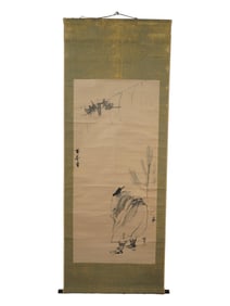 ANTIQUE JAPANESE MEIJI PERIOD KAKEJIKU HANGING SCROLL