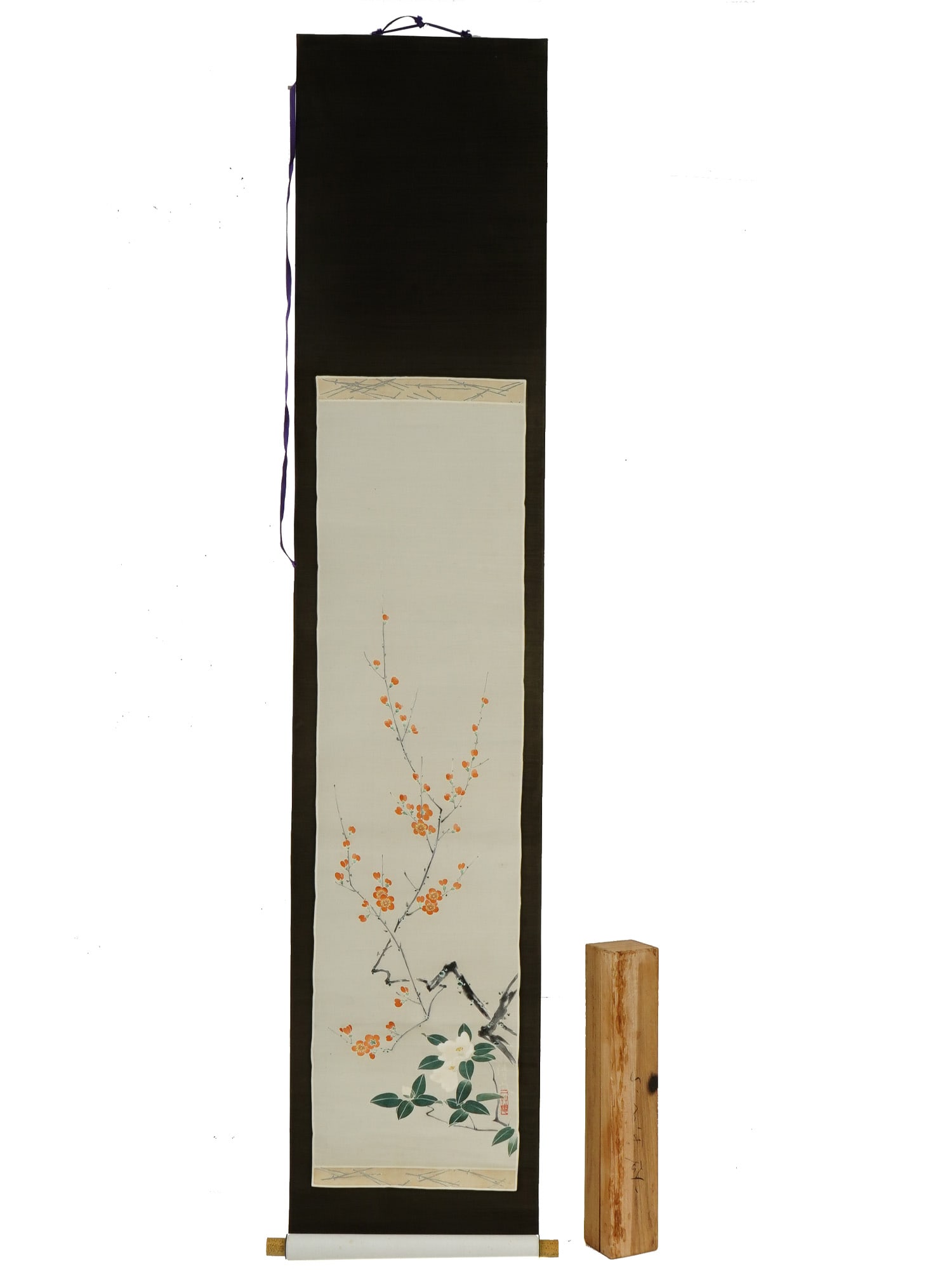 JAPANESE SCROLL PAINTING ON SILK SIGNED IOB (1 of 6)