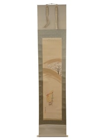 ANTIQUE JAPANESE MEIJI PERIOD KAKEJIKU HANGING SCROLL