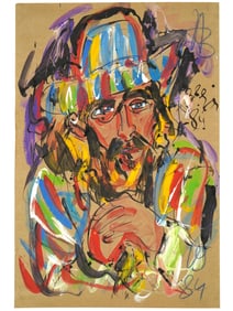 ATTR TO ANATOLY ZVEREV RUSSIAN MIXED MEDIA PAINTING