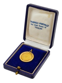 ITALIAN 18K GOLD COLOR PHOTO FESTIVAL MEDALLION PENDANT