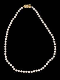 VINTAGE MIKIMOTO PEARL NECKLACE W 18K GOLD CLASP