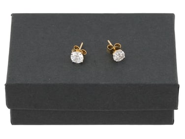 PAIR OF 14K GOLD DIAMOND STUD EARRINGS WITH COA IOB